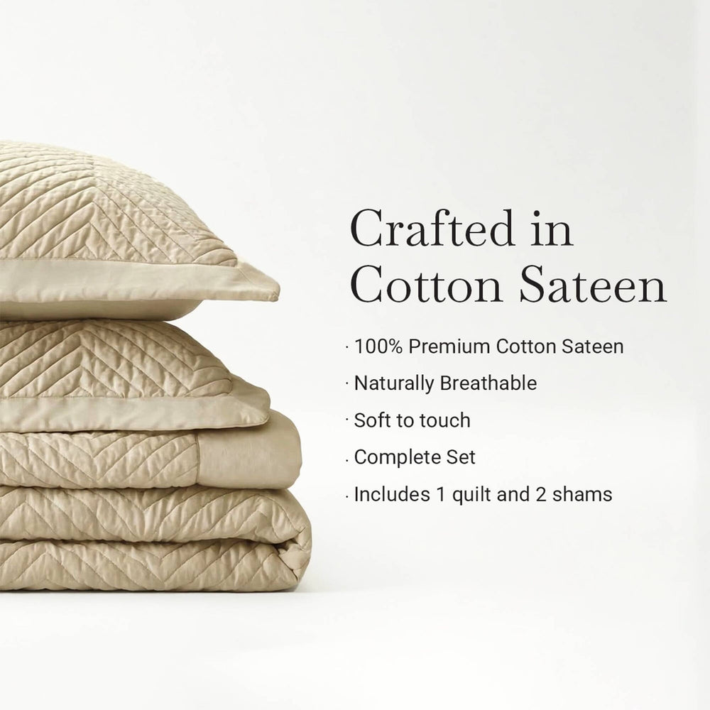 King 3 Piece Cotton Quilt Set Linen Media 4
