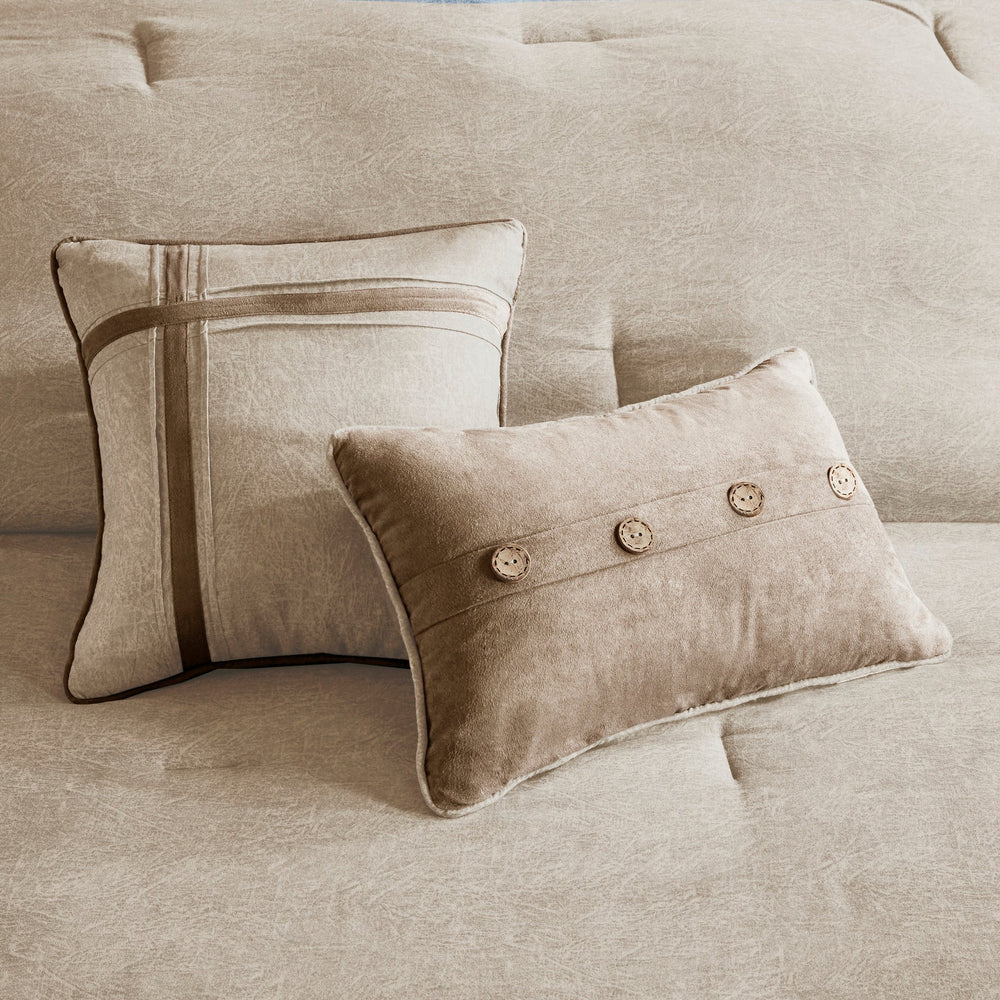 7 Piece Faux Suede Comforter Set Tan Cal King Media 8