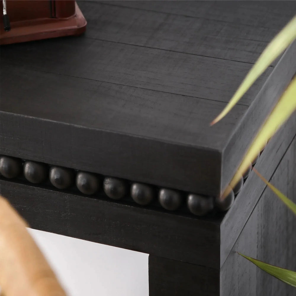 Console Table Black Wood Engineered Wood Beaded Trim Modern Entryway Media 8