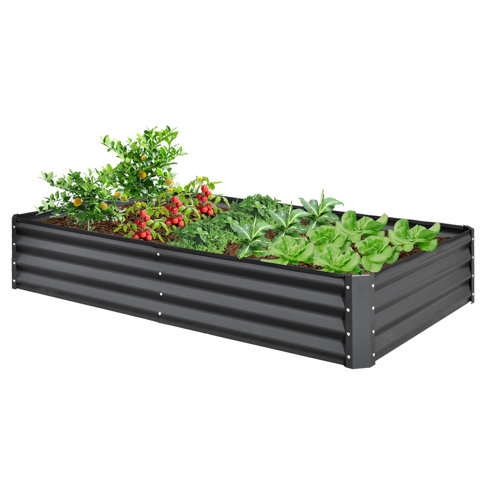 6x3x1ft Galvanized Raised Garden Bed, Outdoor Planter Garden Boxes Large Metal Planter Box for Gardening Vegetables Fruits Flowers,Gray Media 1