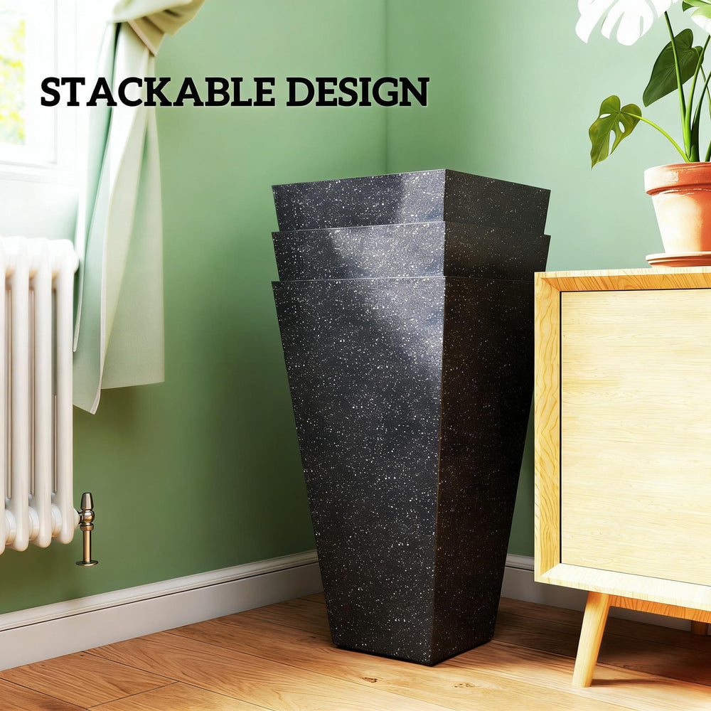 Stackable Taper Planters,Set of 3 Flower Pots,Tall Planters Media 2