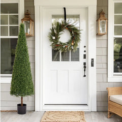 6FT Artificial Conical Topiary Trees  UV Resistant Faux Cedar Bushes and Evergreen Shrubs, Fake Potted Plants for Front Porch Outside Planter Decor, 1pc/set perspective