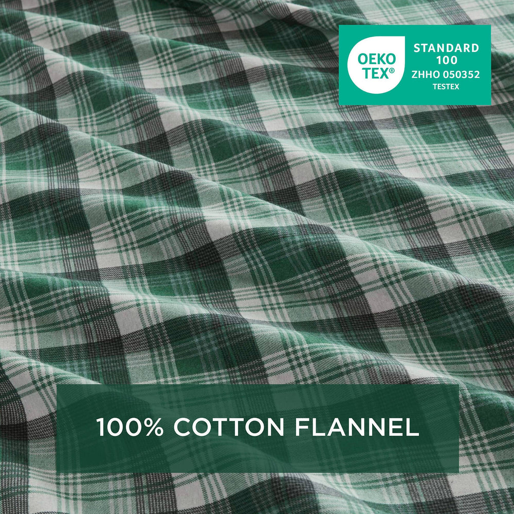 4 PCS Twin Sheet Set Green Plaid Media 2