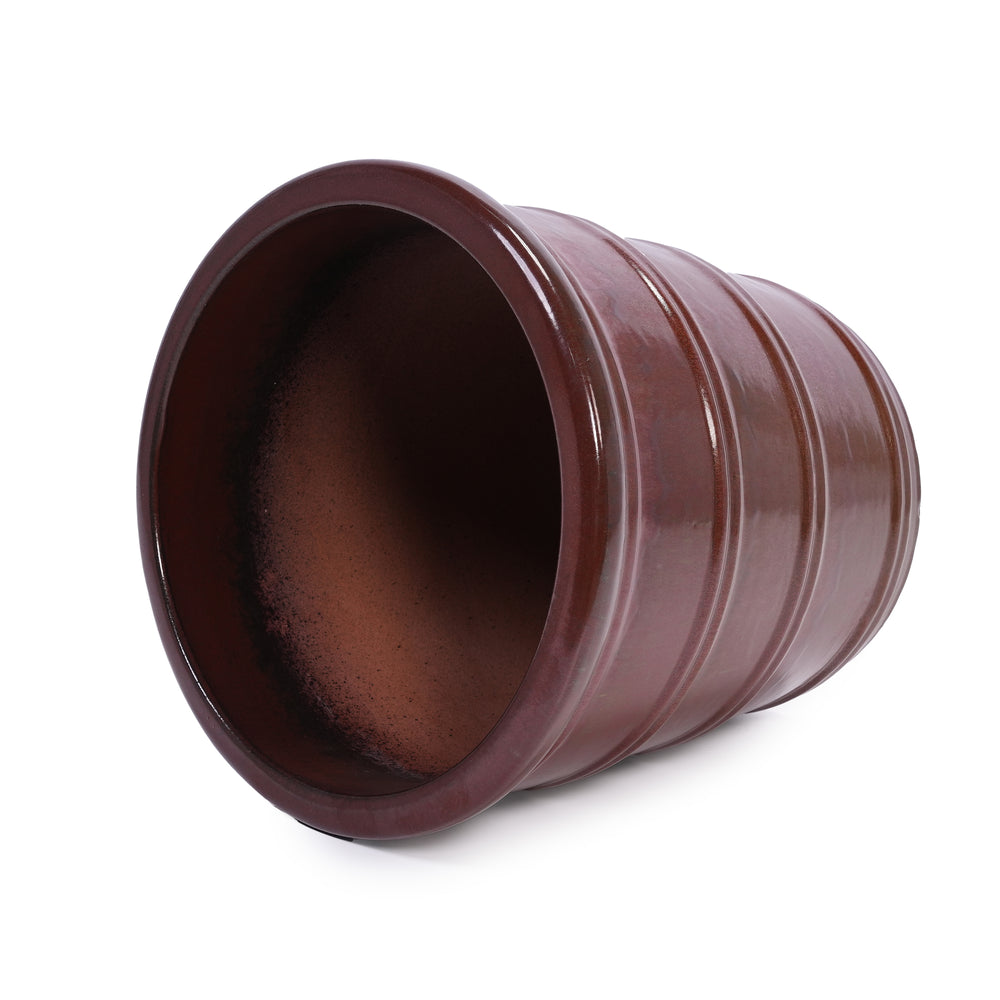 3 Pieces Ceramic Flowerpot, Modern Planter for Patio, Garden or Windowsills - Bean Paste Red Media 8