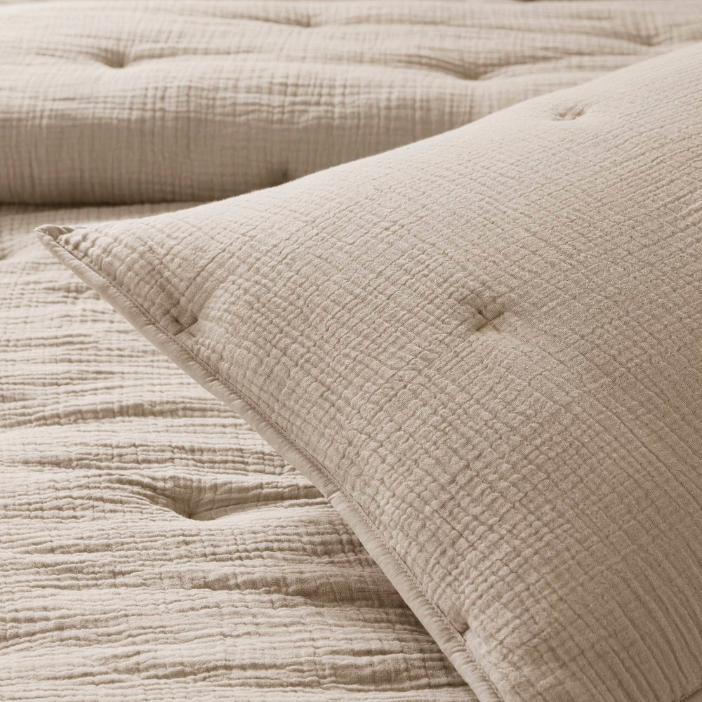 3-Piece Full/Queen Cotton  Embroidered Quilt Set,Taupe Media 19
