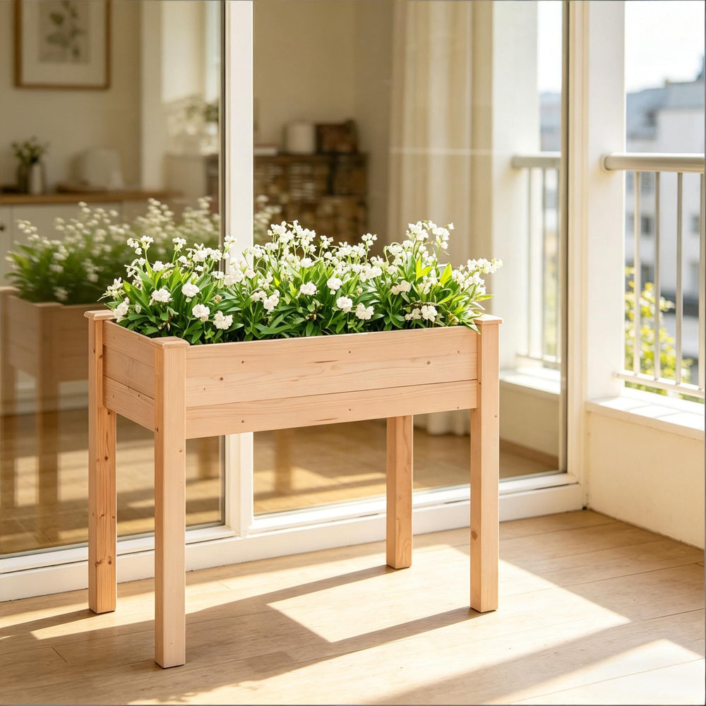 Wooden Planter Box,Elevated Garden Bed,Vegetables Planter Box Media 3