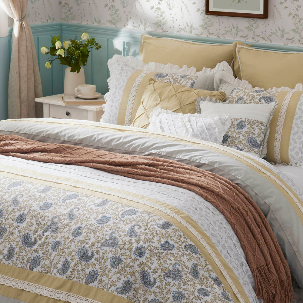 9 Piece Cotton Percale Comforter Set Yellow Queen Media 5