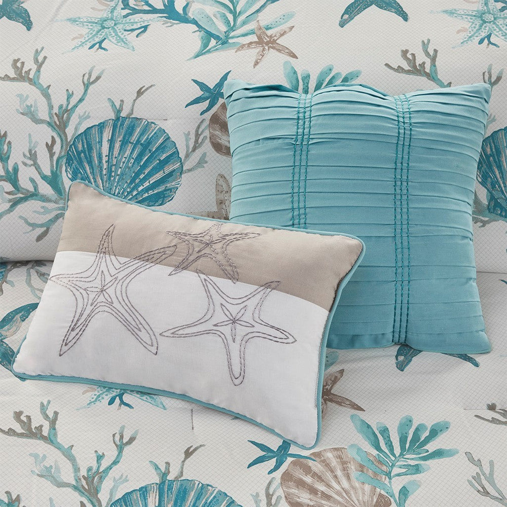 7 Piece Cotton Sateen Comforter Set Aqua Queen Media 6