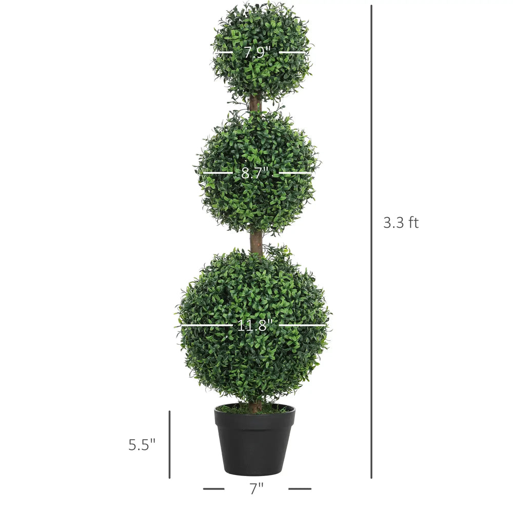 2 pcs/set. Artificial Ball Boxwood Topiary Trees, Fake Plants in Pot Media 6