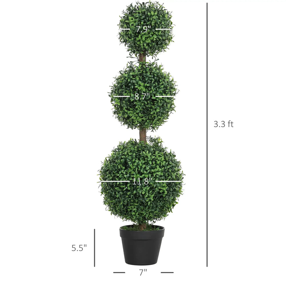 2 pcs/set. Artificial Ball Boxwood Topiary Trees, Fake Plants in Pot Media 6