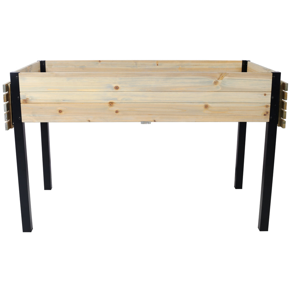 Raised Garden Bed, Metal Leg Wood Planter Boxes with Folding Storage Shelf,Elevated Planter Box for Growing Fresh Herbs, Vegetables, Flowers Great for Outdoor Patio, Deck, Balcony Media 3