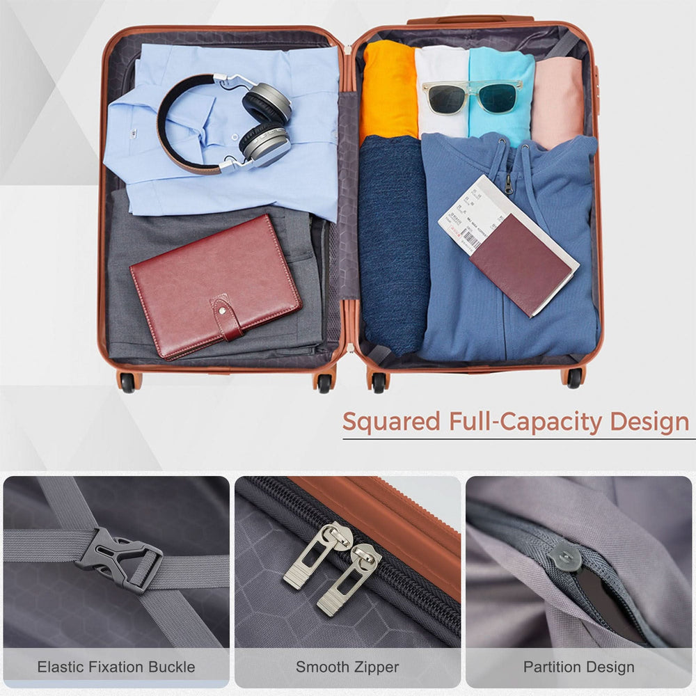 ABS Luggage Set Lightweight Hardside 3 Piece & Spinner Wheels & TSA Lock System Media 7