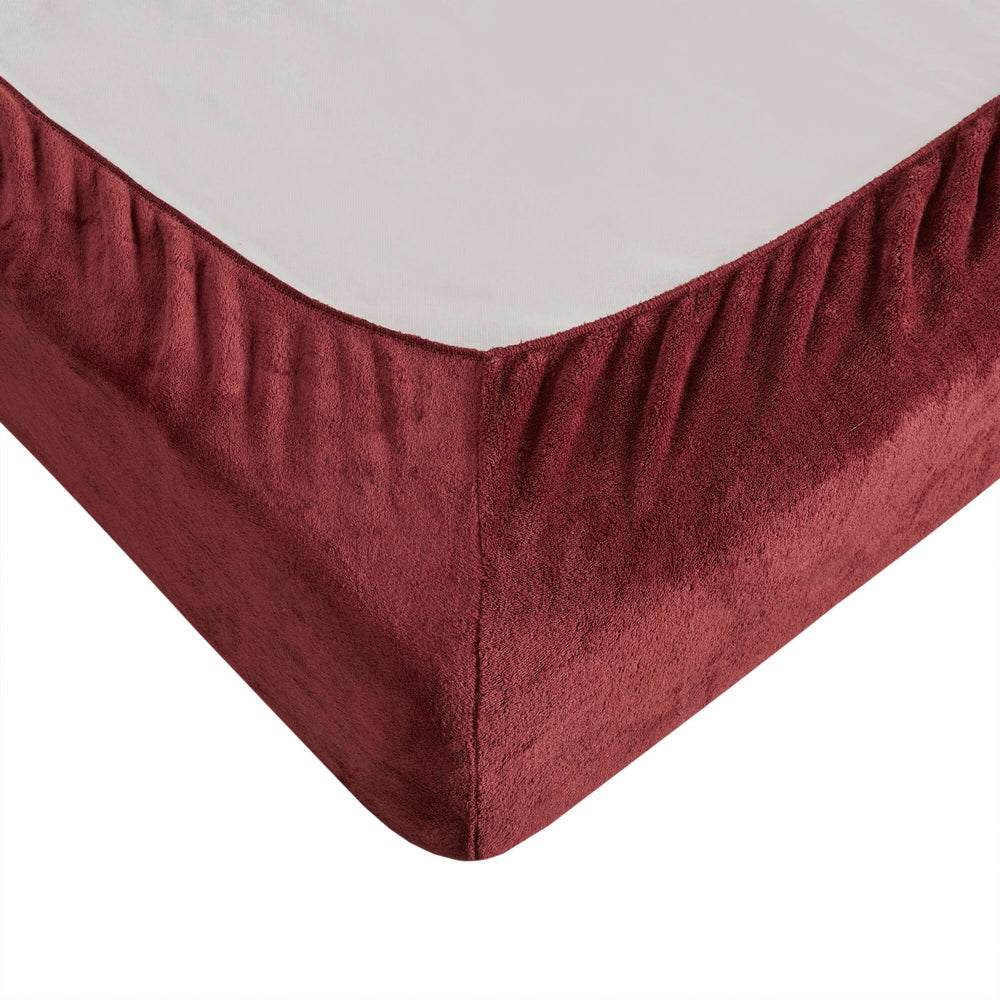 4 PCS Queen Micro Plush Sheet Set Burgundy Media 20