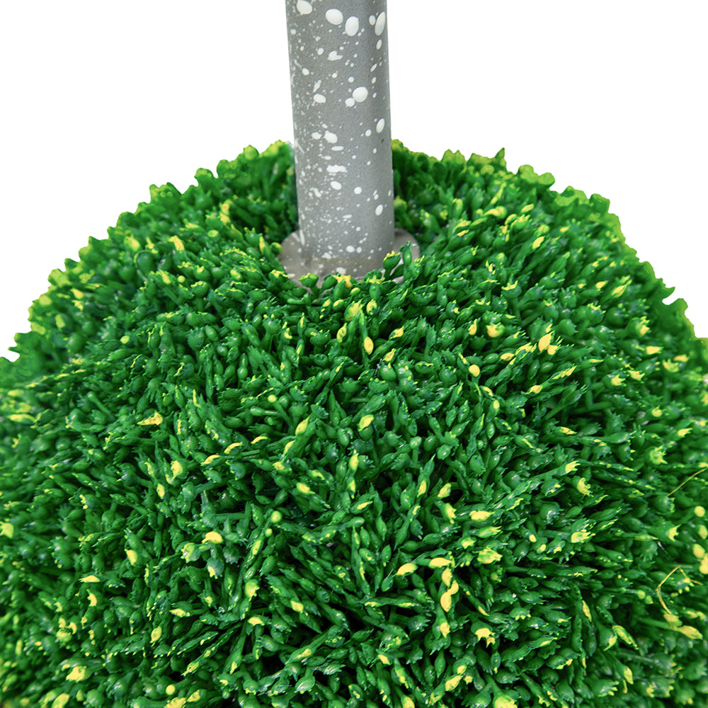 D7x26.5' Artificial Two-Tiered Boxwood Sphere Topiary on Metal Spire Media 8