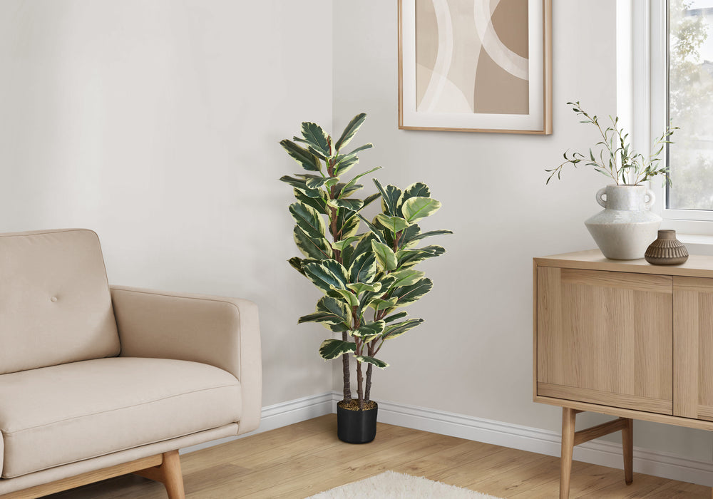 Artificial Plant, 47' Tall, Oak Tree, Indoor, Faux, Fake, Floor, Greenery, Potted, Real Touch, Decorative, Green Leaves, Black Pot Media 1