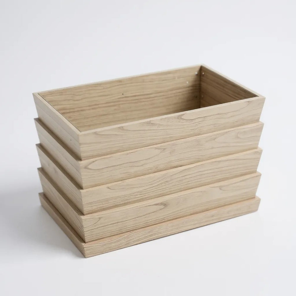 Rectanglar Ridge Box Planter Short - Ash Brown Media 1