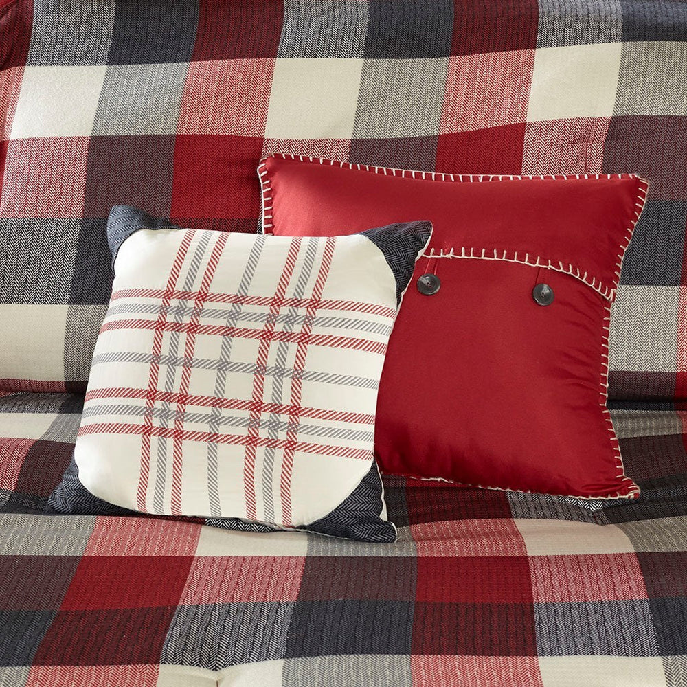 7 Piece Herringbone Comforter Set Red King Media 8