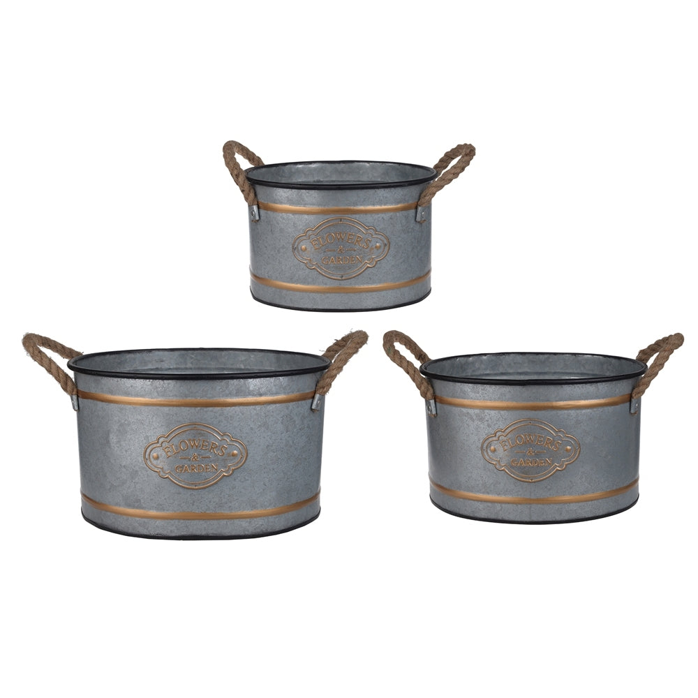 Set of 3 Huxley Metal Decorative Pots Media 1