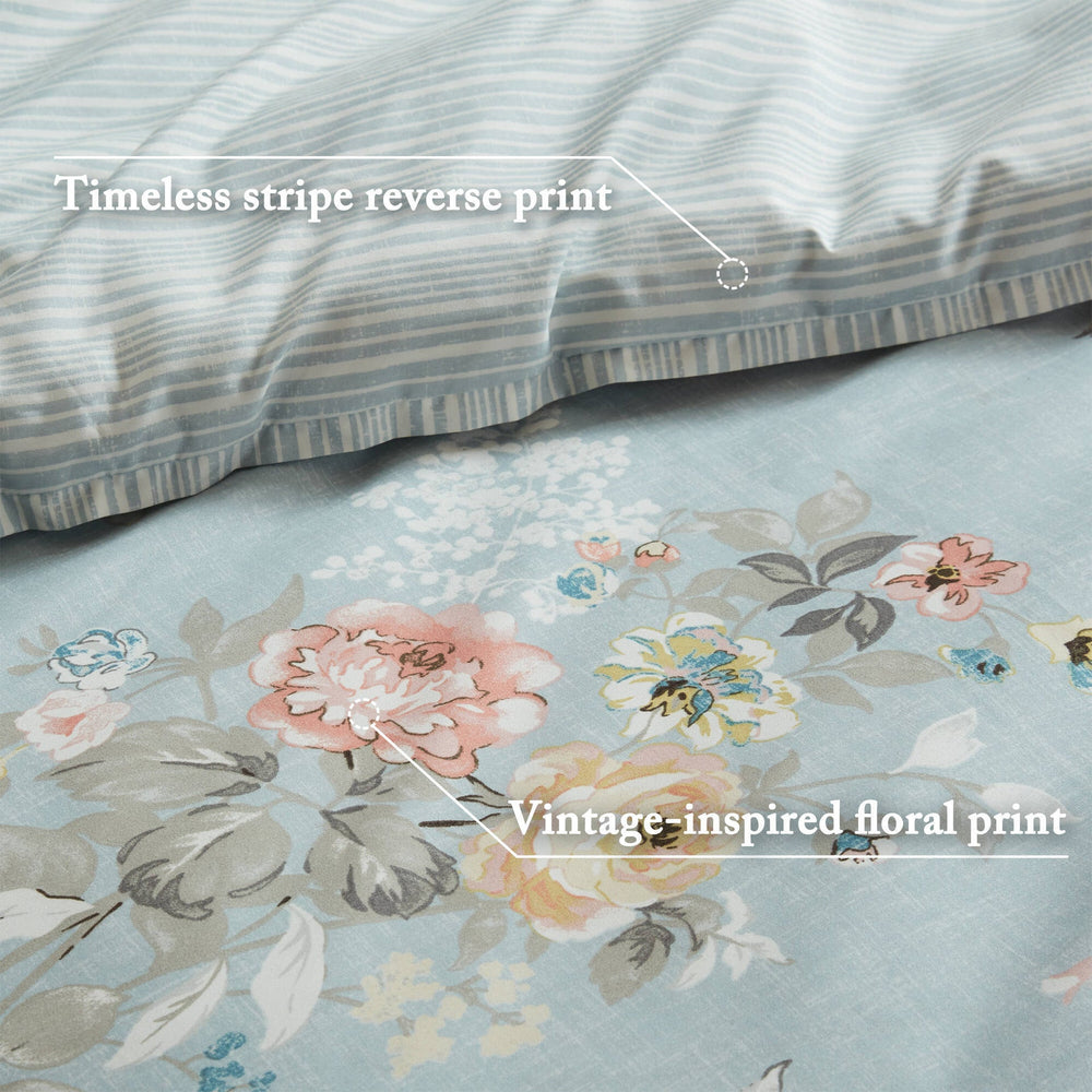 7-Piece Full 7 Piece Vin -inspired Collection floral print,Soft Blue Media 2