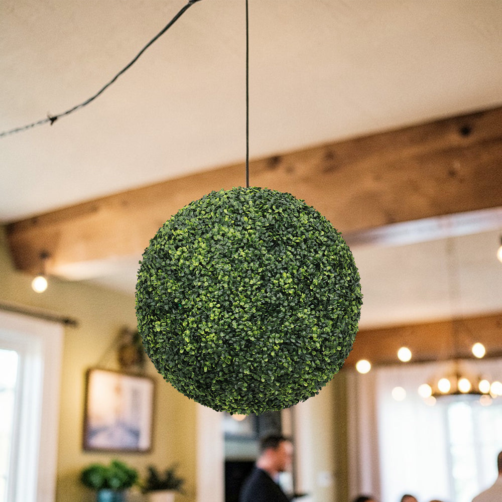 22.4IN dark Artificial Topiary Balls Outdoor Faux Boxwood Large Decorative Green Spheres for Garden Front Porch Patio Planter Decoration, 2pcs/set Media 11