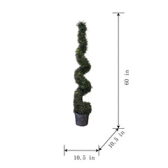 10.5x10.50x60' 5 Foot Tall Artificial Spiral Boxwood Topiary perspective