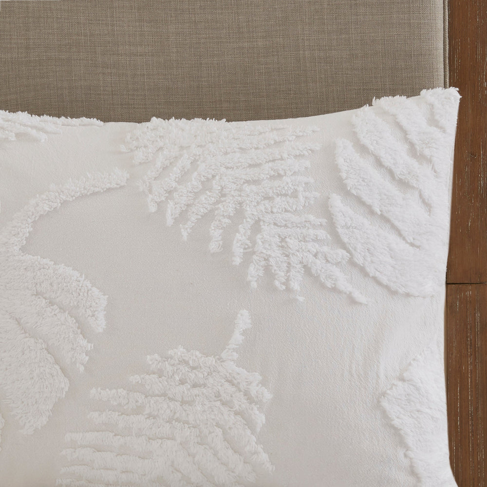King/Cal King 3 Piece Tufted Cotton Chenille Palm Duvet Cover Set Media 6