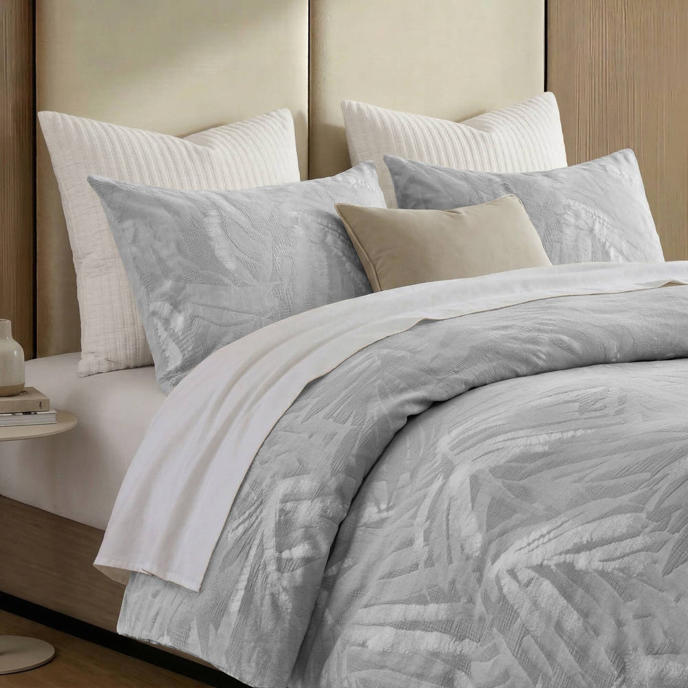 3 Pieces Full/Queen Cotton Duvet Set,Light Gray Media 6
