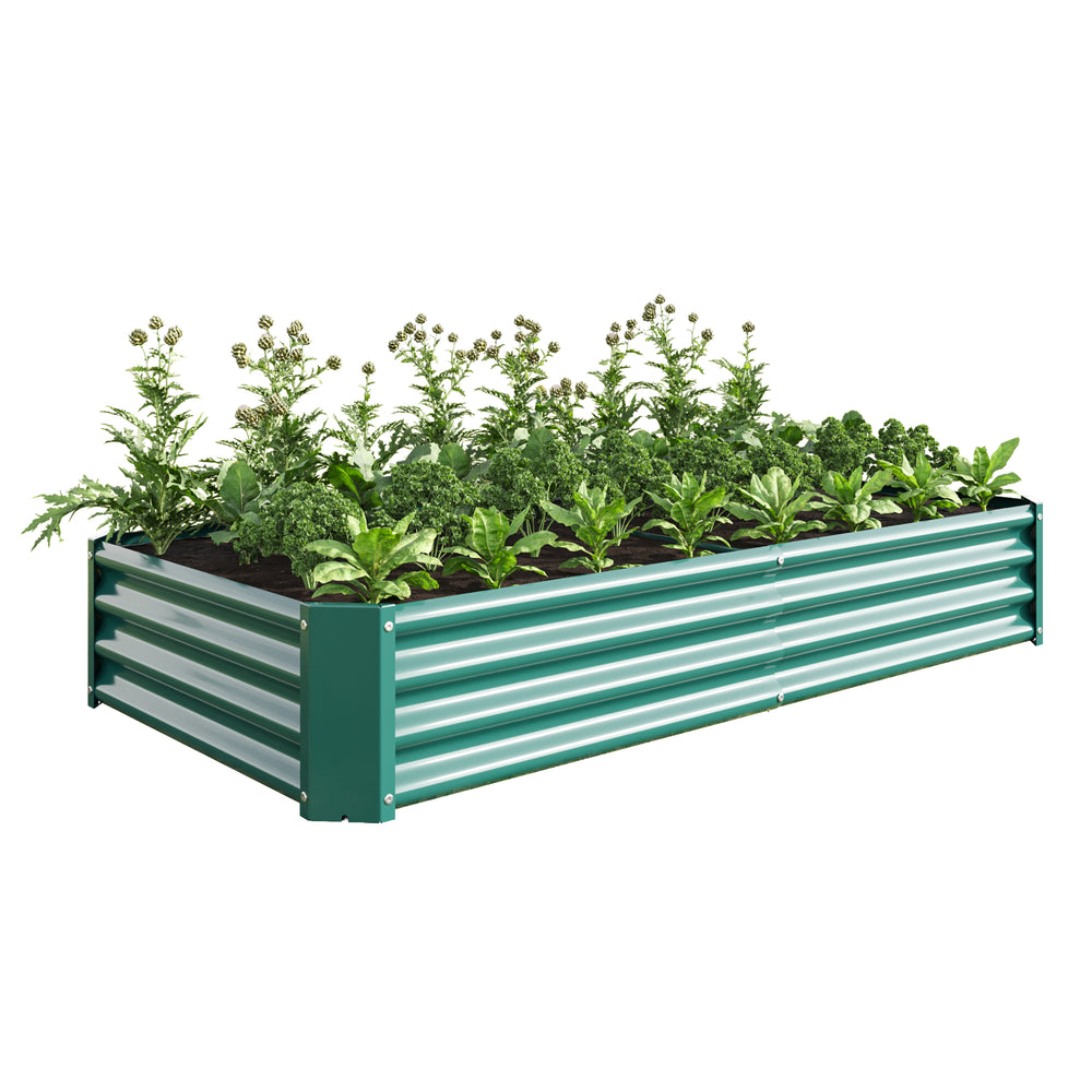 2PCS Green 6×3×1ft Metal Raised Rectangle Garden Planter Beds Media 15