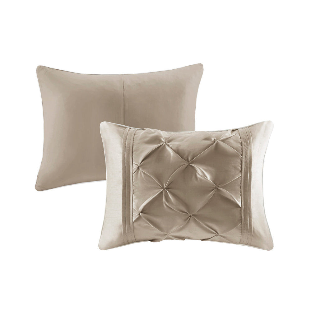 7 Piece Tufted Comforter Set Taupe Queen Media 4