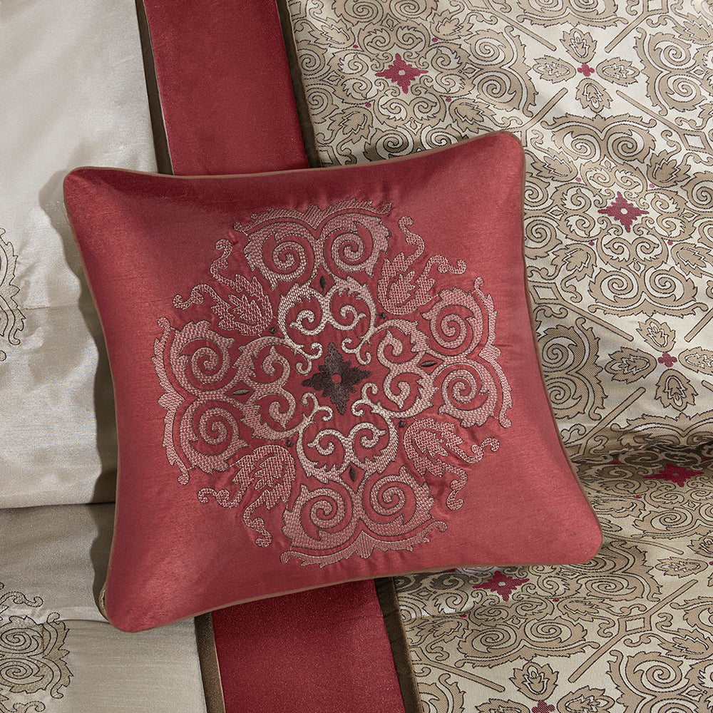 Queen 7 Piece Jacquard Comforter Set with Throw Pillows Media 11