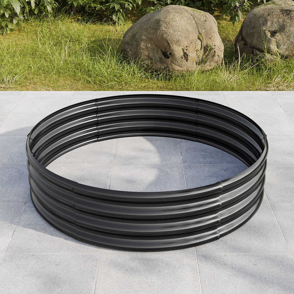 2PCS 47.24*11.4' Tall Round Raised Garedn Bed,Metal Raised Beds for Vegetables, Outdoor Garden Raised Planter Box, Backyard Patio Planter Raised Beds for Flowers, Herbs, Fruits Black Media 2