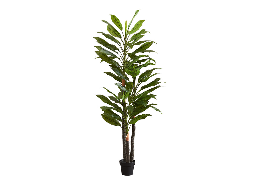 Artificial Plant, 83' Tall, Indoor, Dracaena Tree, Decorative, Faux,  Fake, Floor, Potted, Real Touch, Green Leaves, Black Pot Media 2