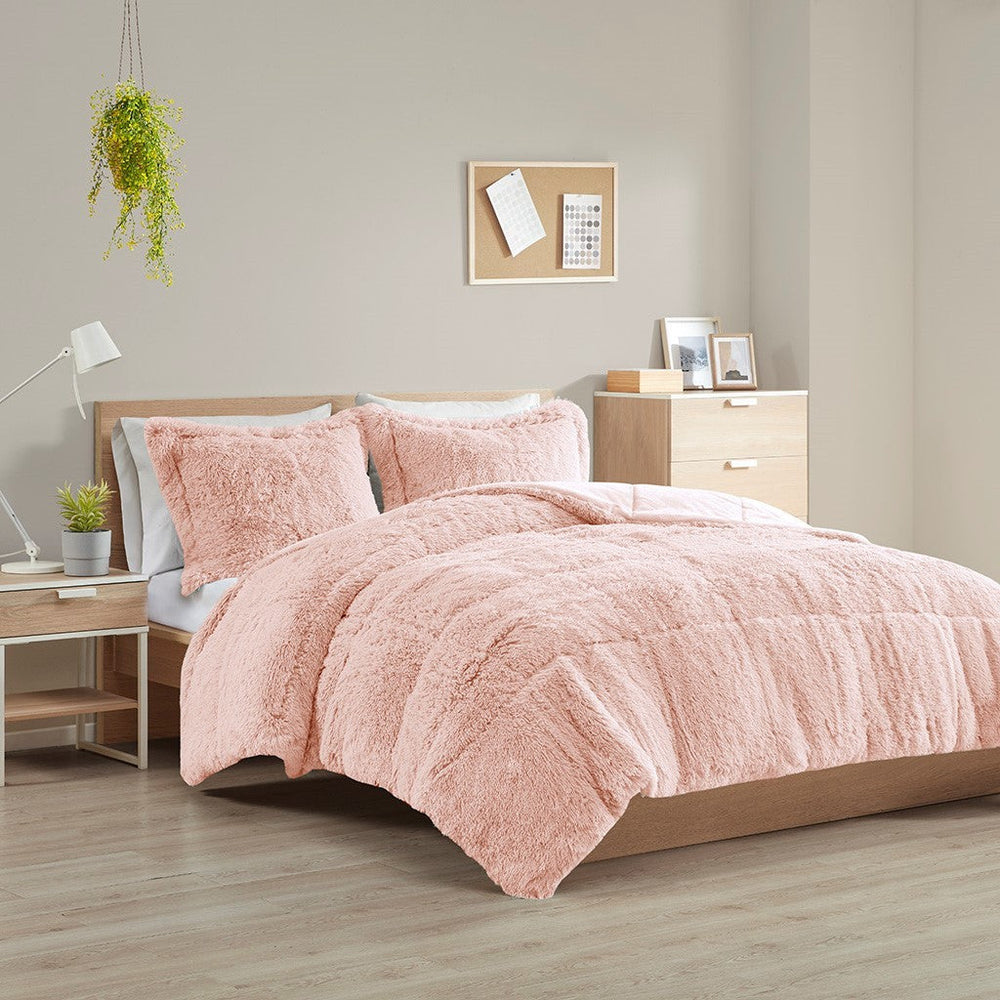 Full/Queen Shaggy Long Fur Comforter Mini Set Media 1