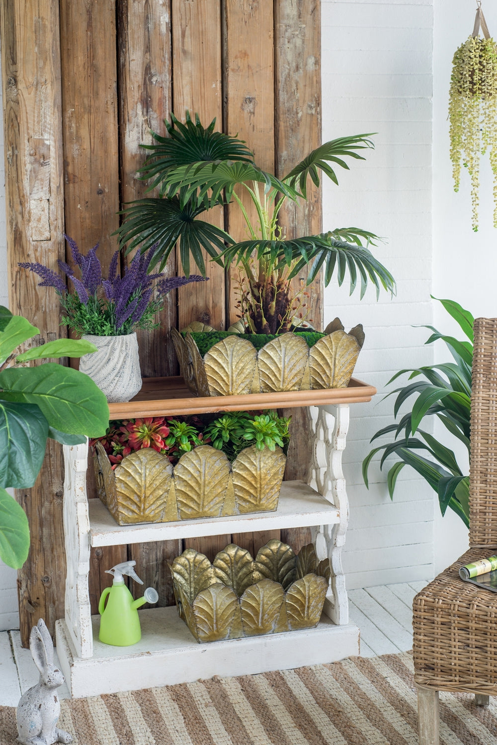 Set of 3 Metal Planter Distressed, L:22x16.7x8.3' M:21x16.5x7.3' S:18x13.5x7' Media 10
