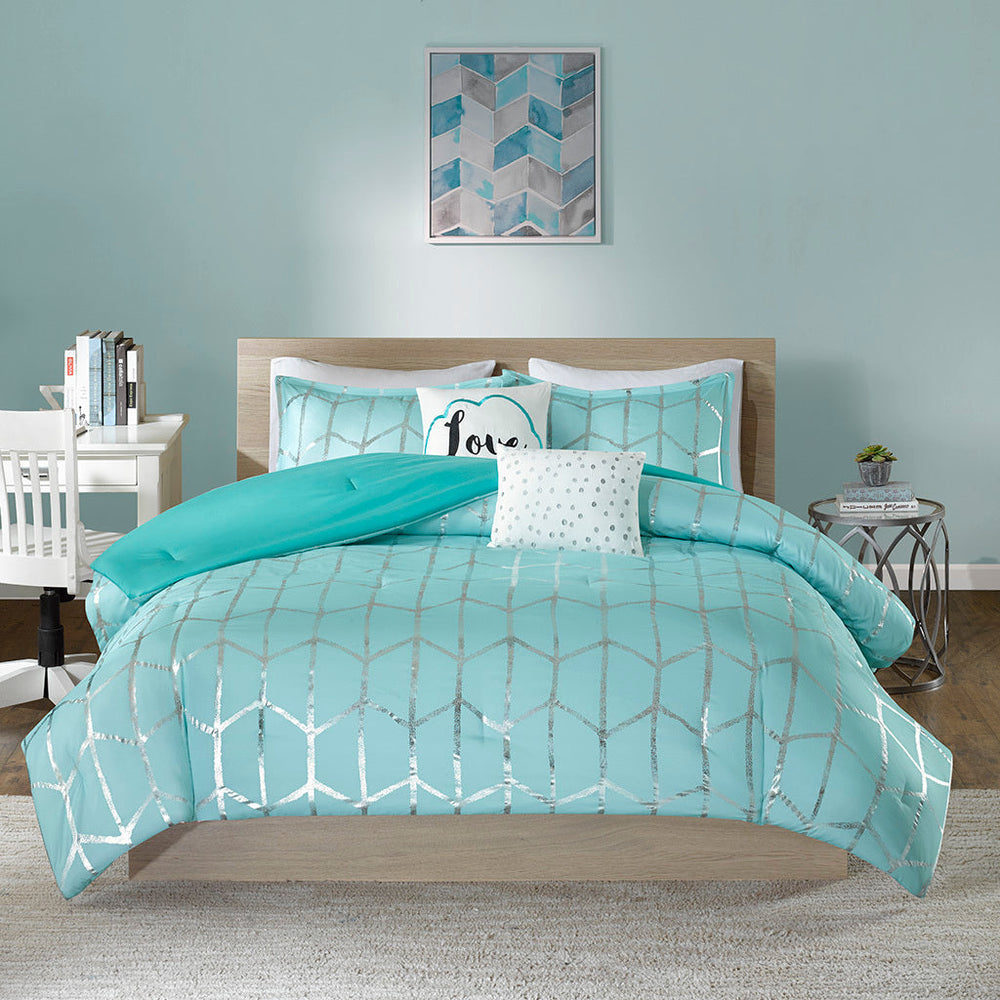 King/Cal King Metallic Printed Comforter Set Media 2