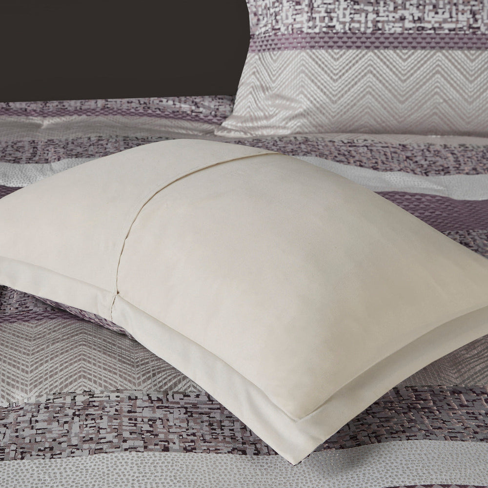 7 Piece Jacquard Comforter Set Purple Queen Media 9