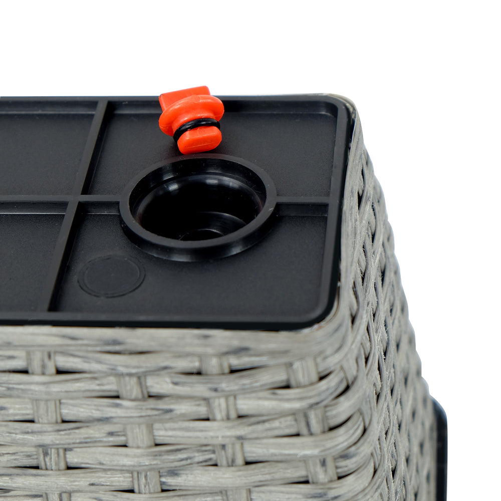 2-Pack Smart Self-watering Rectangle Planter for Indoor and Outdoor - Hand Woven Wicker - Gray Media 7