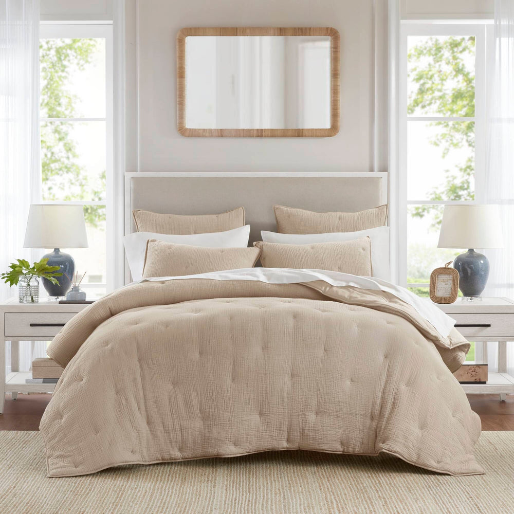 3-Piece King Cotton  Embroidered Quilt Set,Taupe Media 1