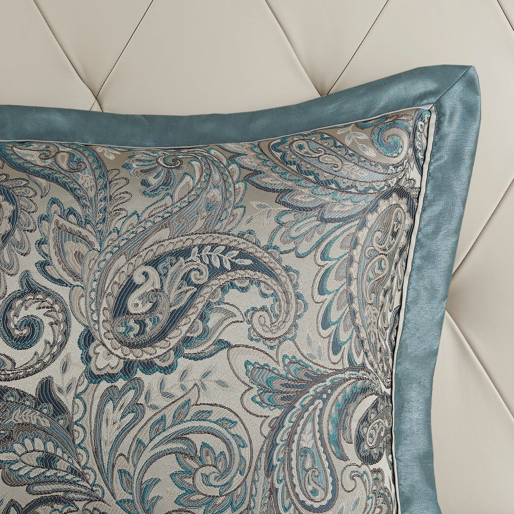 12 Piece Comforter Set with Cotton Bed Sheets Teal Queen Media 14
