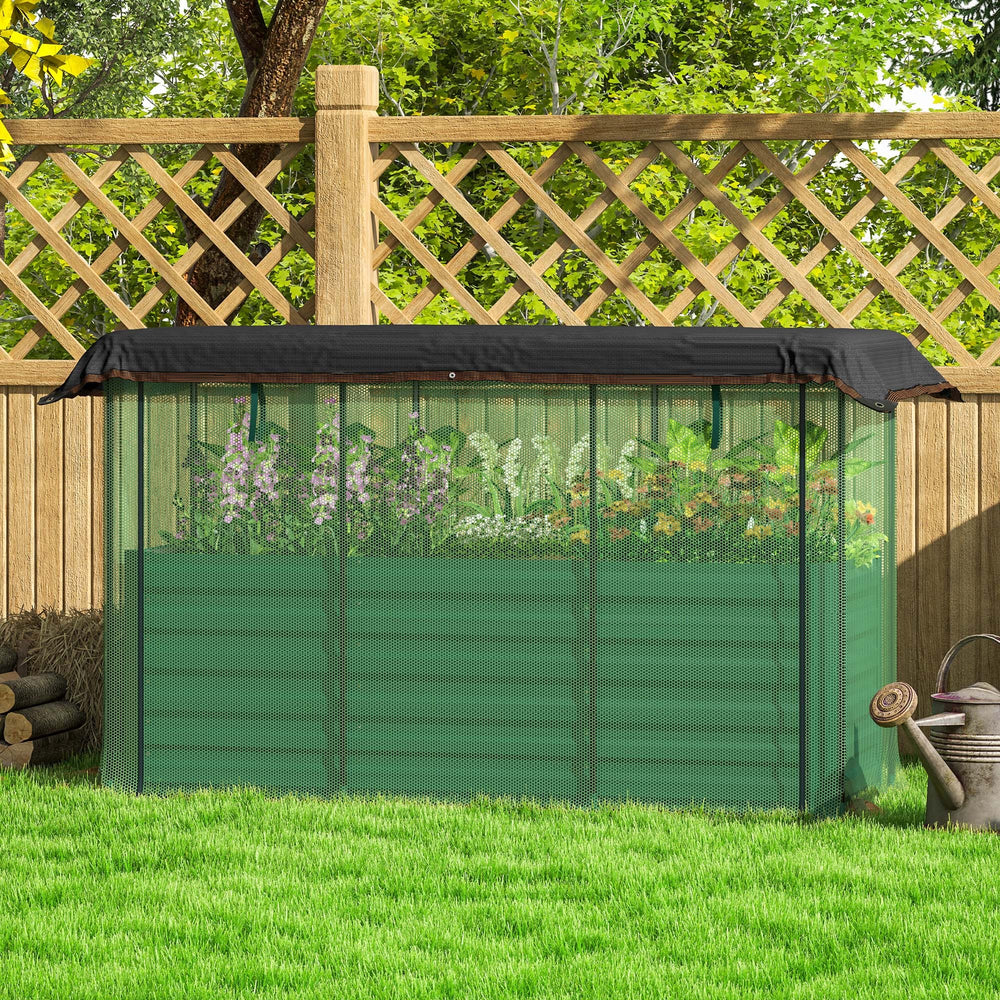Outsunny Galvanized Raised Garden Bed, Planter Box with Crop Cage and Shade Cloth, Green Media 5