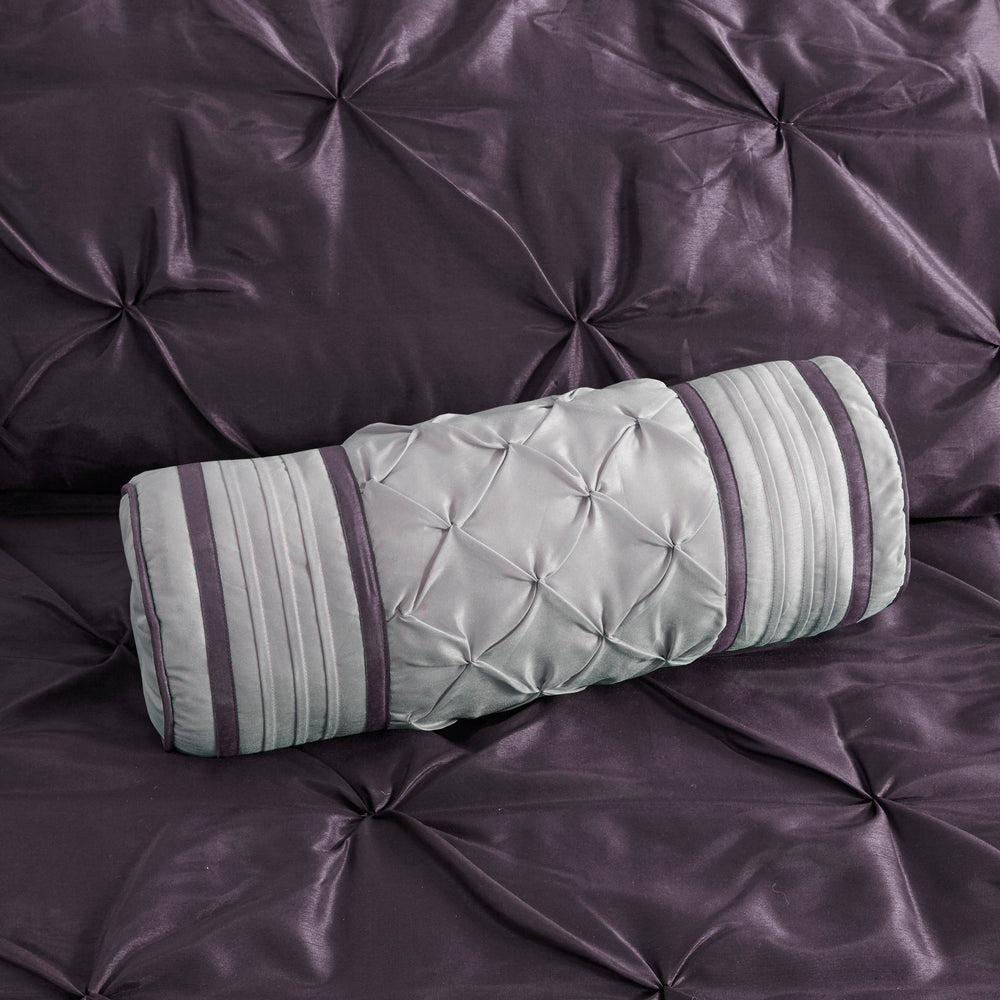 7-Piece Queen 100% Polyester Pieced Pleated Tufted Comforter Set Media 5