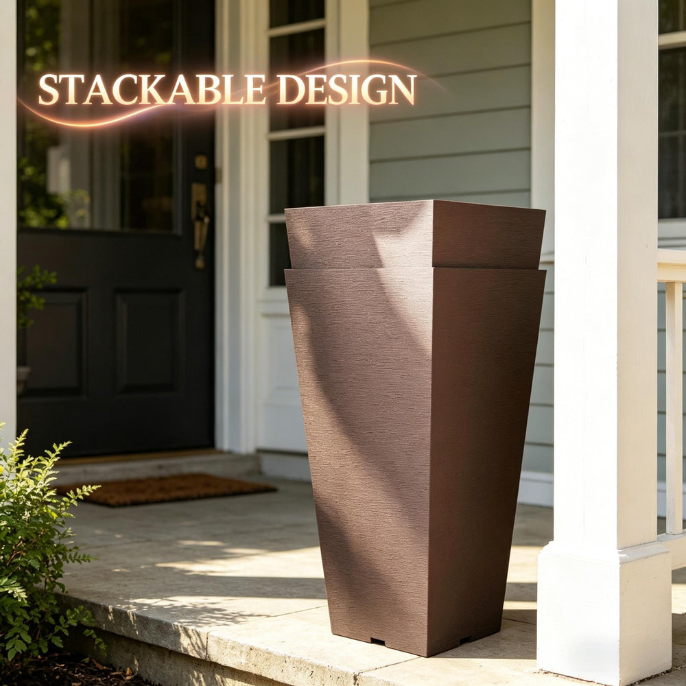 Chic Planters,Set of 2 Flower Planters,Outdoor Tall Planters Media 4