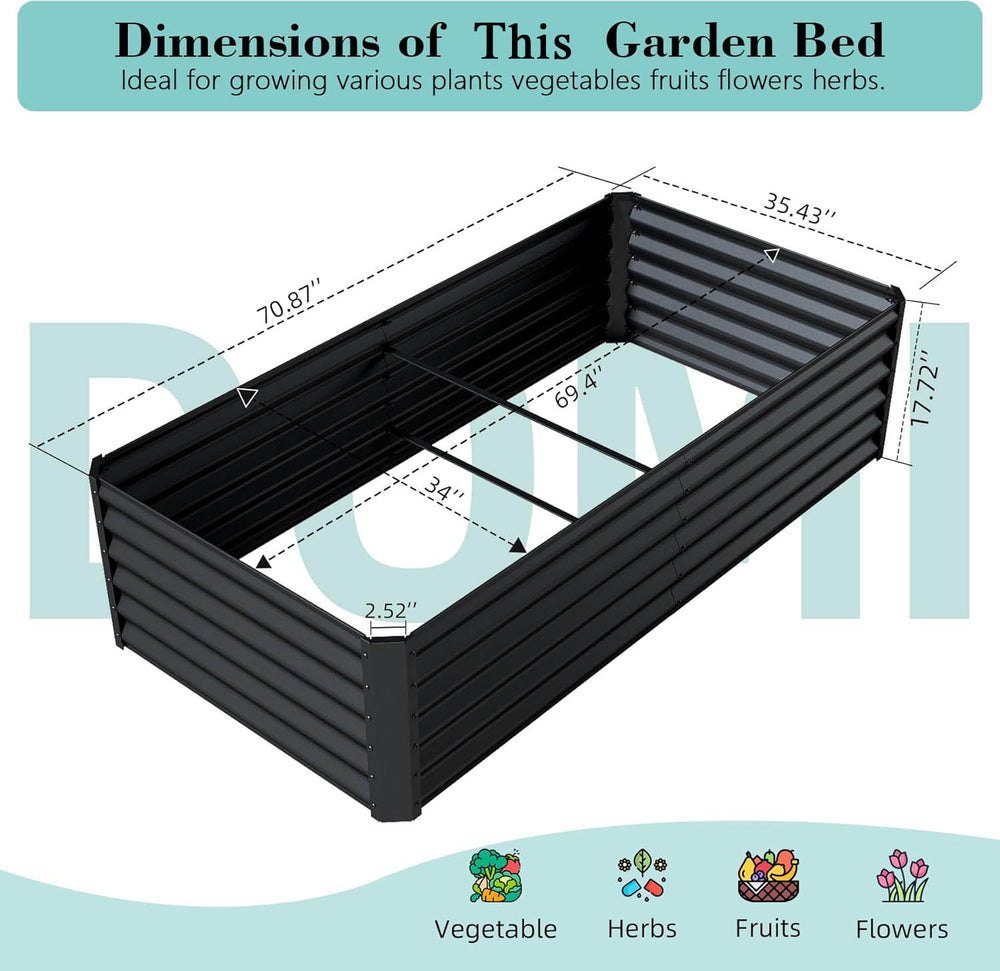6x3x1.5ft Galvanized Raised Garden Bed, Outdoor Planter Garden Boxes Large Metal Planter Box for Gardening Vegetables Fruits Flowers, Dark Gray Media 4