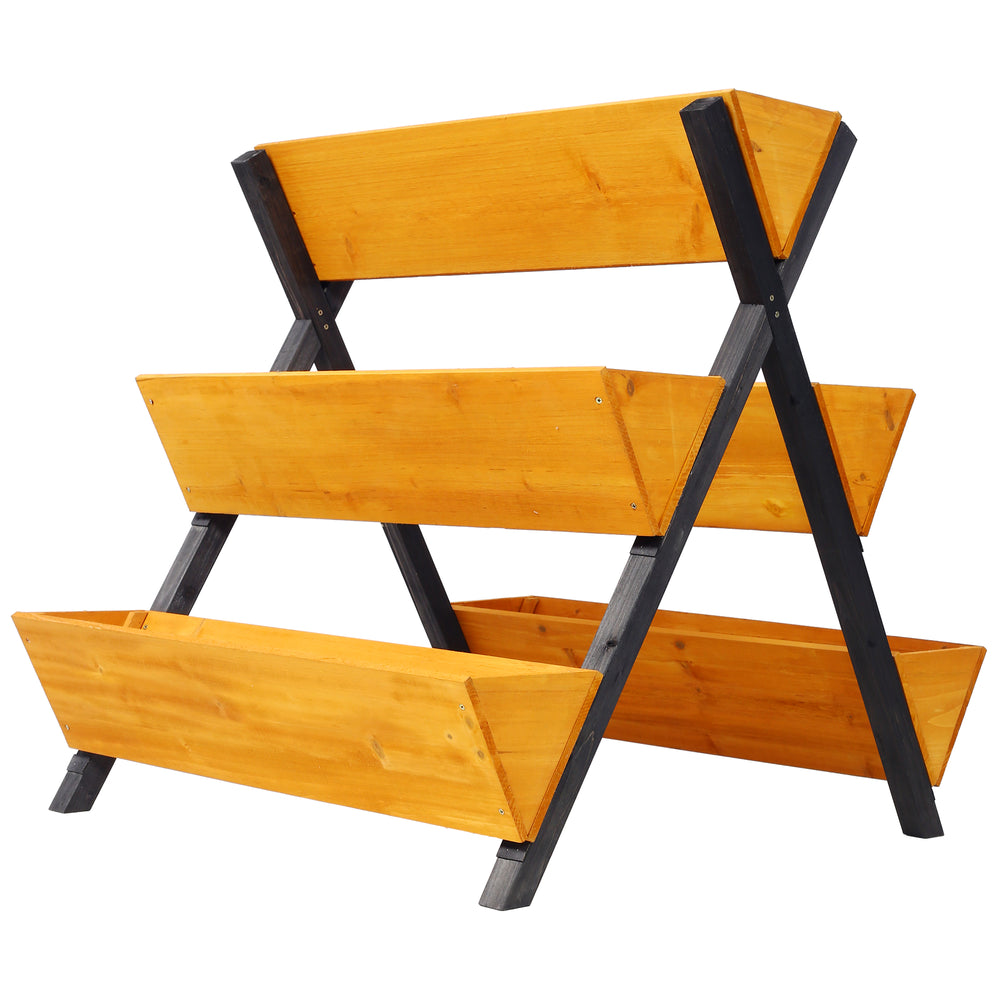 3 Tiers Wooden Vertical Raised Garden Bed with Legs,Brown Planter Raised Beds Kit for Flowers Herbs Vegetables Media 6