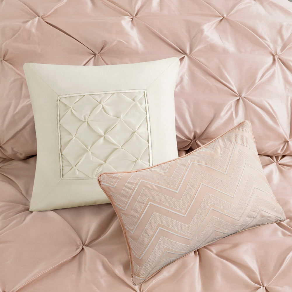 7 Piece Tufted Comforter Set Blush Queen Media 11