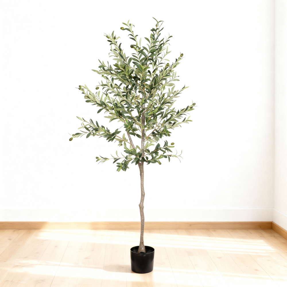 6FT Artificial Olive Tree in Black Plastic Pot, 1pc/set Media 3