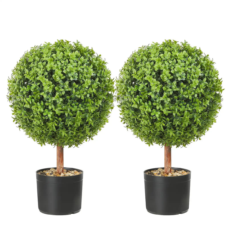 2x Artificial Boxwood Ball Ø40,6cm Garden Deco Boxwood in Flowerpot Ball Artificial Boxwood Ball Artificial Plant made of PE, Wood, PP incl. 4 pcs. Decorative butterflies and 10 pcs. Replacement