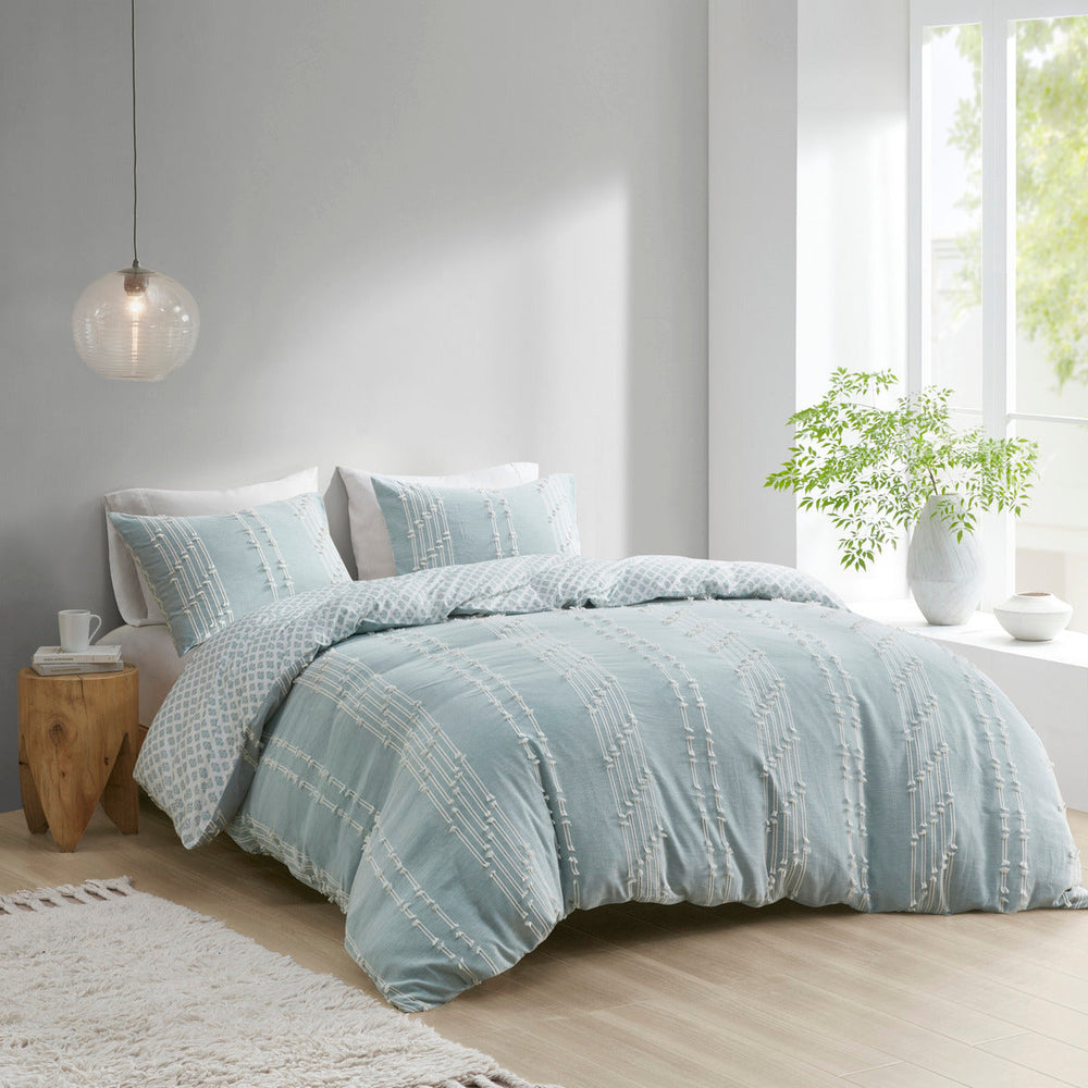 Full/Queen 3 Piece Cotton Jacquard Duvet Cover Set Media 14