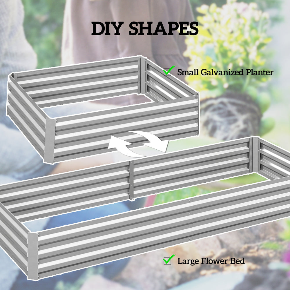 Outsunny 95' x 36' x 12' Galvanized Raised Garden Bed, Metal Elevated Planter Box, Easy DIY and Cleaning for Growing Flowers, Herbs, Silver Media 6