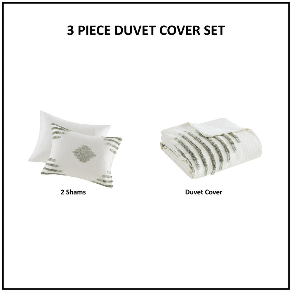 Full/Queen 3 Piece Cotton Blend Chenille Duvet Cover Set Media 12